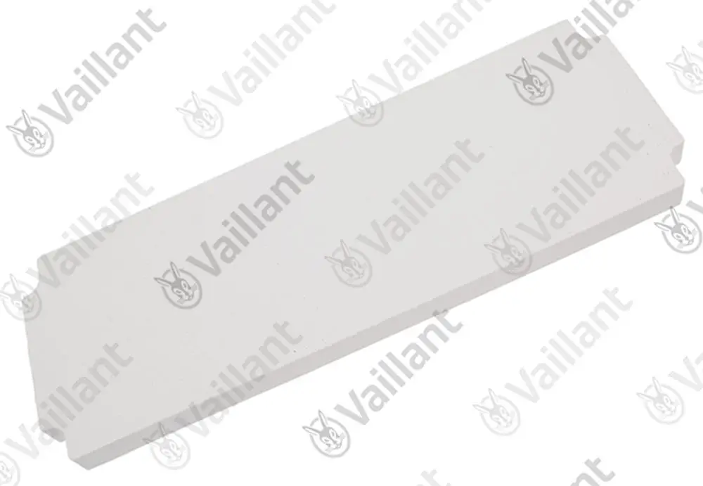 Weiße Isolierungsplatte von Vaillant, rechteckige Form mit gerader Kante und Aussparung auf einer Seite, auf hellem Hintergrund abgebildet.